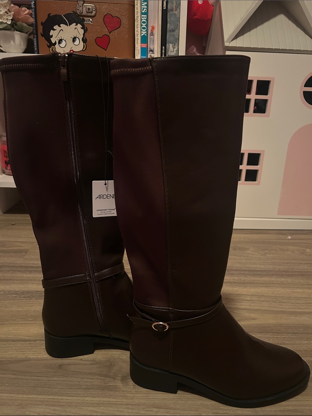 Ardene Tall Boots - Dark Brown and gold